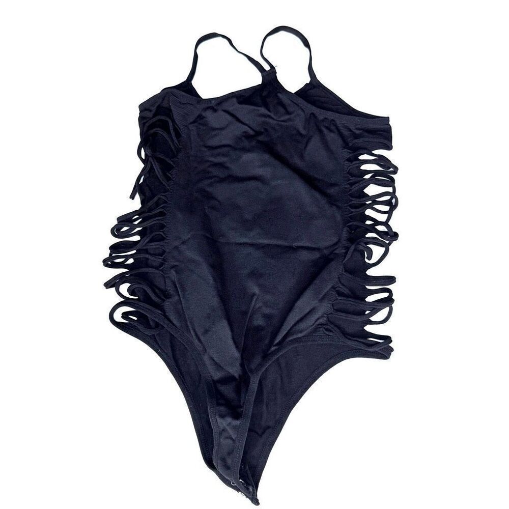 Signature 8 Sexy Black Strappy Cutout Bodysuit – Pole Dance • Festival • Stage W